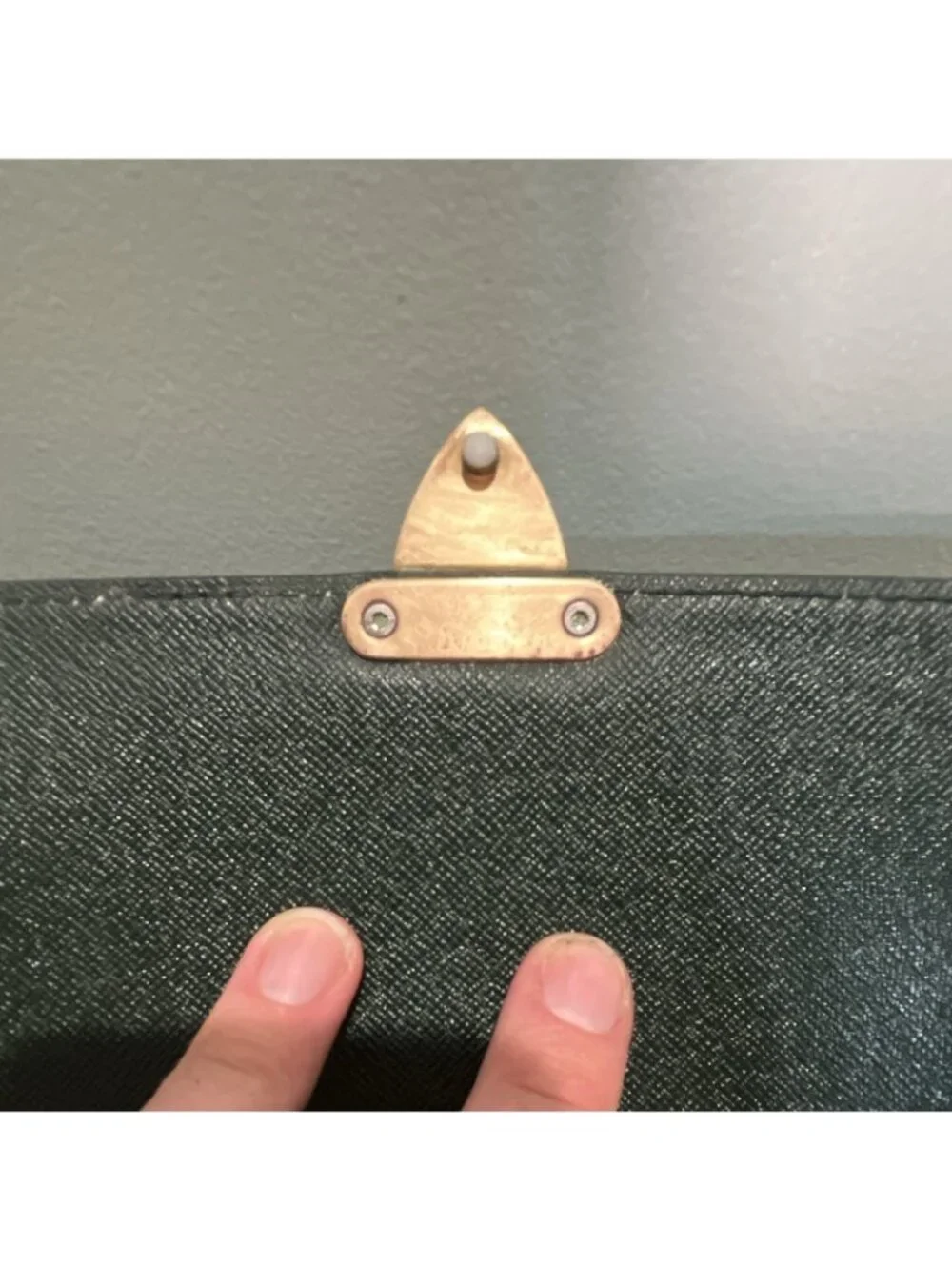 Louis Vuitton Green Clutch Push Lock Wrist strap Business Inner Pockets